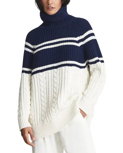 Reiss Scarlett Colorblocked Pattern Wool-blend Sweater In Blue