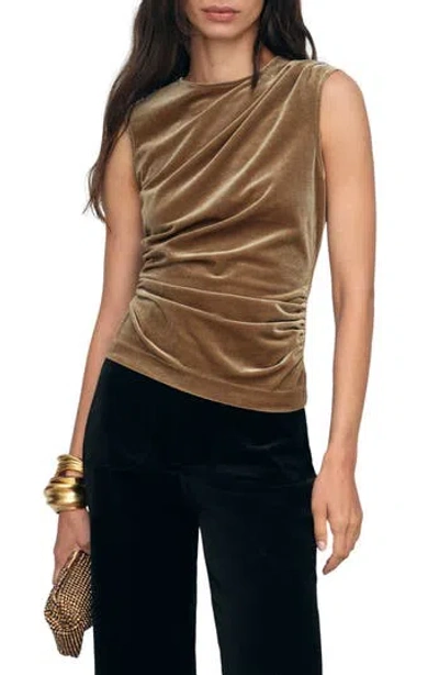 Reiss Scarlett Sleeveless Ruched Velour Top In Gold