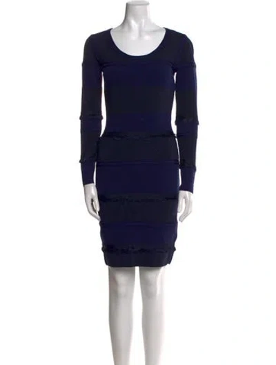 Pre-owned Reiss Scoop Neck Knee-length Dress W/ Tags In Blue