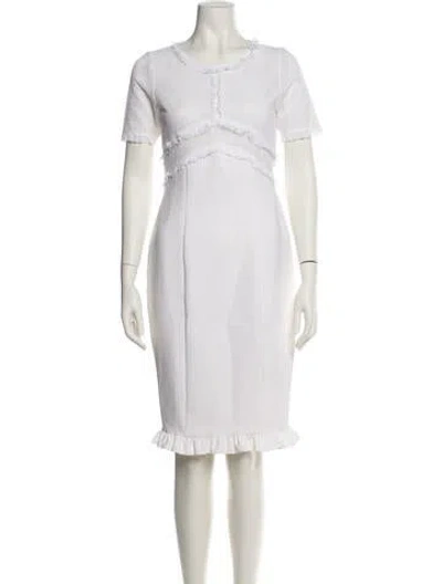 Pre-owned Reiss Scoop Neck Knee-length Dress In White