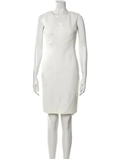 Pre-owned Reiss Scoop Neck Knee-length Dress In White