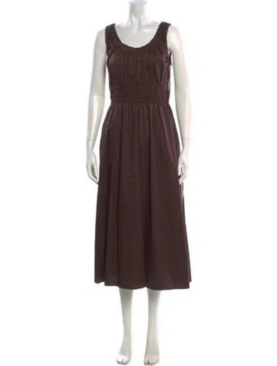 Pre-owned Reiss Scoop Neck Long Dress In Brown
