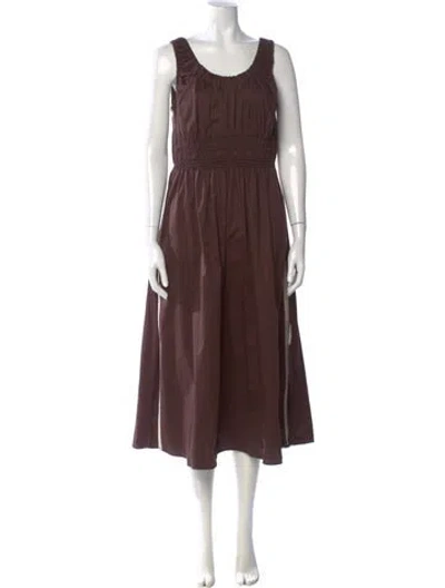 Pre-owned Reiss Scoop Neck Long Dress In Brown
