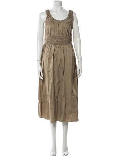 Pre-owned Reiss Scoop Neck Long Dress In Brown