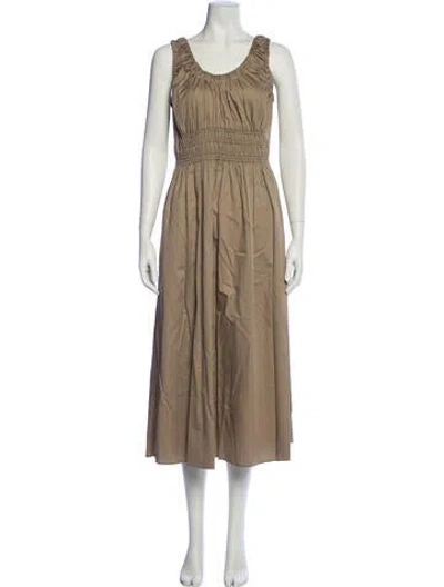 Pre-owned Reiss Scoop Neck Long Dress In Neutral