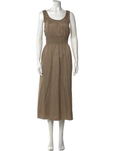 Pre-owned Reiss Scoop Neck Long Dress In Neutral