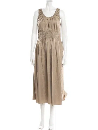 Pre-owned Reiss Scoop Neck Long Dress In Neutral