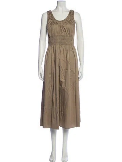Pre-owned Reiss Scoop Neck Long Dress In Neutral