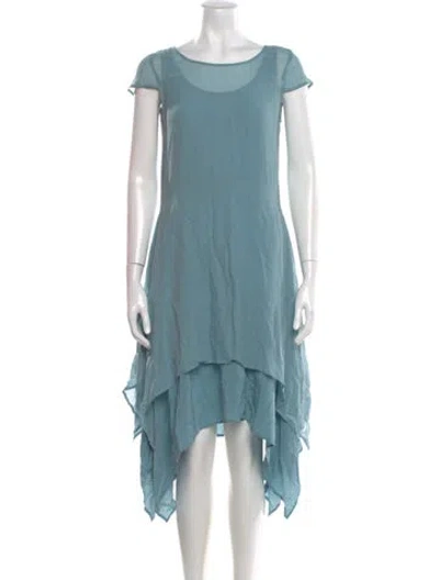 Pre-owned Reiss Scoop Neck Midi Length Dress In Blue