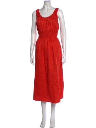 Pre-owned Reiss Scoop Neck Midi Length Dress In Orange