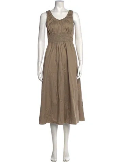 Pre-owned Reiss Scoop Neck Midi Length Dress W/ Tags In Neutral