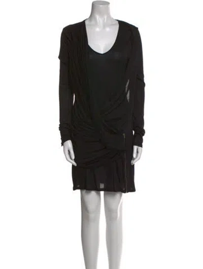 Pre-owned Reiss Scoop Neck Mini Dress In Black