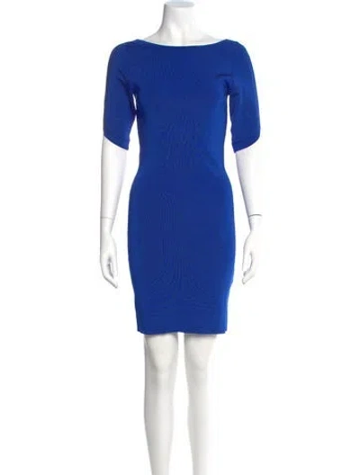 Pre-owned Reiss Scoop Neck Mini Dress In Blue