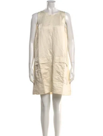 Pre-owned Reiss Scoop Neck Mini Dress W/ Tags In Neutral