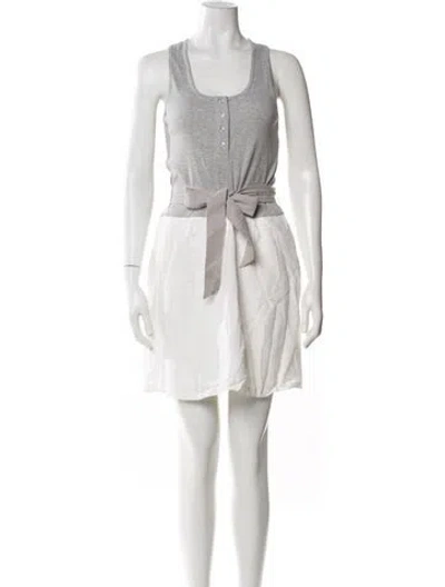 Pre-owned Reiss Scoop Neck Mini Dress In White