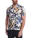 Reiss White Multi Abstract Print Cuban Collar Shirt