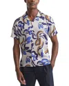Reiss White Multi Abstract Print Cuban Collar Shirt In White