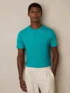 Reiss Seafoam Bless Cotton Crew Neck T-shirt In Blue