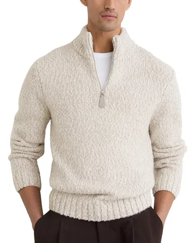 Reiss Seb Half Zip Two Tone Wool-blend Sweater In White