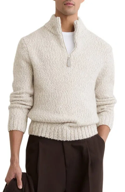 Reiss Textured Two Tone Half Zip Sweater In Neutral