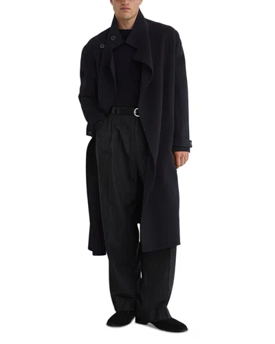 Reiss Selation Wool Blend Tie Waist Long Overcoat In Black