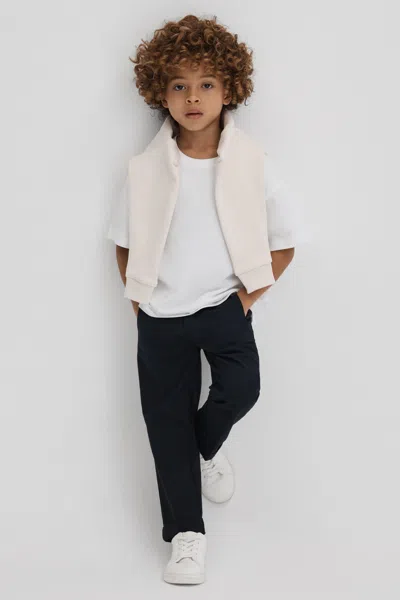 Reiss Selby - White Junior Oversized Cotton Crew Neck T-shirt, Age 8-9 Years