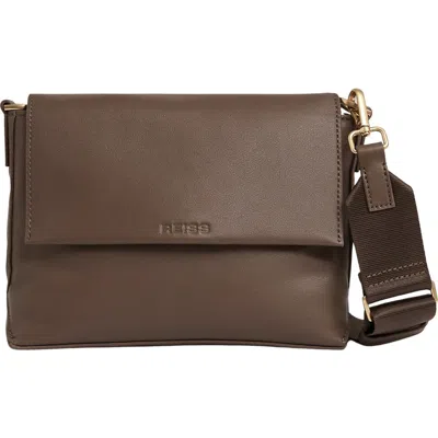 Reiss Selena Leather Crossbody Bag In Brown