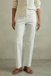 REISS SELIN - WHITE PETITE MID RISE STRAIGHT LEG JEANS, 29