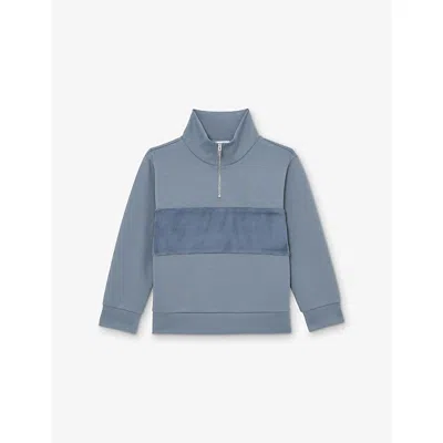 Reiss Kids' Airforce Blue Selin Half-zip Stretch-woven Sweatshirt 3-9