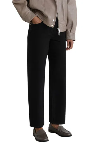 Reiss Selin High Waist Wide Leg Jeans In Black
