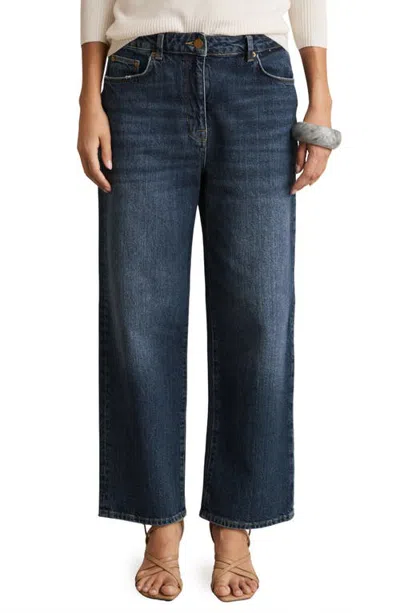 Reiss Selin High Waist Wide Leg Jeans In Burgundy