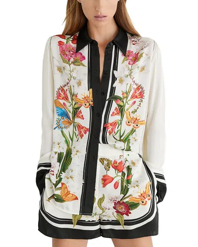 Reiss Selina Satin Shirt In Multi