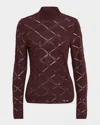 Reiss Womens Burgundy Seren Laser-cut Stretch-knit Top In Brown