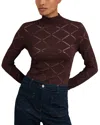 Reiss Womens Burgundy Seren Laser-cut Stretch-knit Top In Burgundy