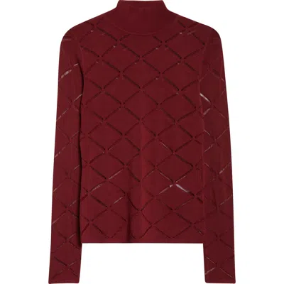 Reiss Serene Open Stitch Mock Neck Sweater In Red