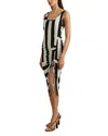 Reiss Serina Graphic Blocked Midi In Black/white