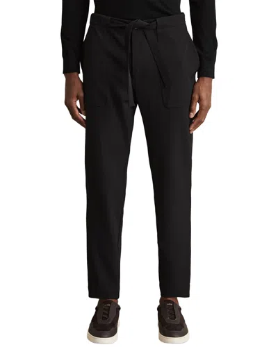 Reiss Set Relaxed Belted Technical Pant In Black