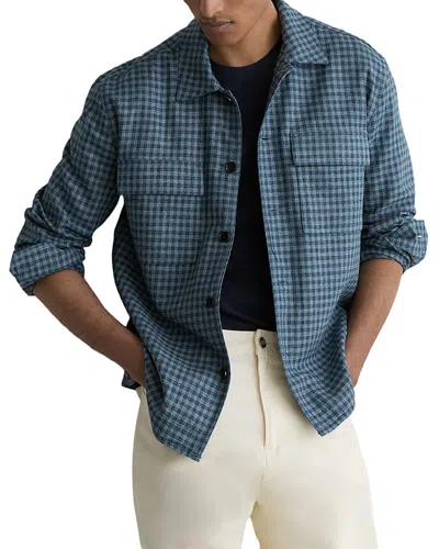 Reiss Mens Indigo Sever Checked Cotton And Linen Shirt In Brown