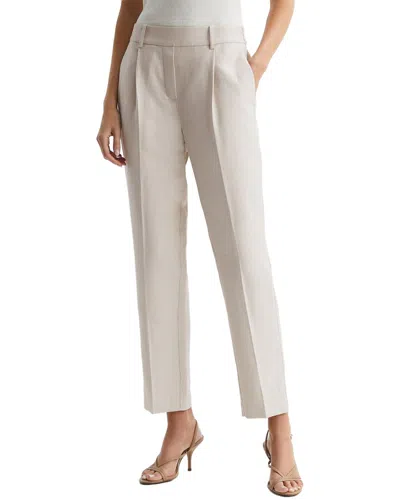 Reiss Shae Tapered Leg Linen Trousers In Brown