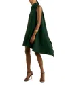 Reiss Green High-neck Drape Back Mini Dress In Green
