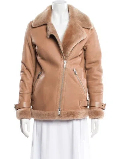 Pre-owned Reiss Shearling Fur Coat In Neutral