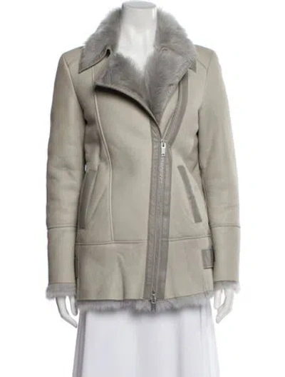 Pre-owned Reiss Shearling Fur Jacket In Gray
