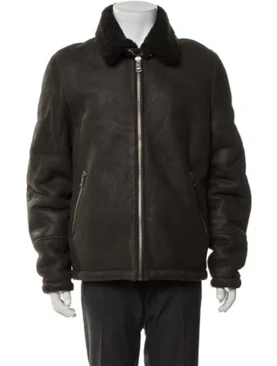 Pre-owned Reiss Shearling Jacket In Green