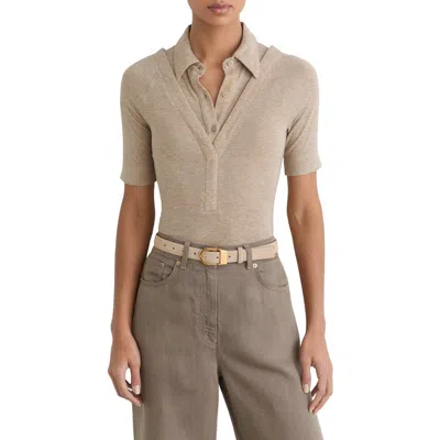 Reiss Shona Layered Look Polo In Brown