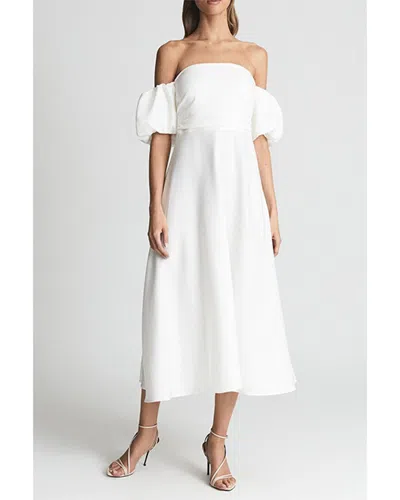 Reiss Shona Puff Sleeve Off-shoulder Dress In White