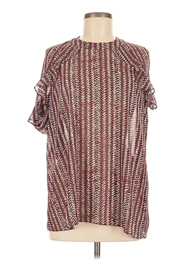 Pre-owned Reiss Short Sleeve Blouse In Burgundy