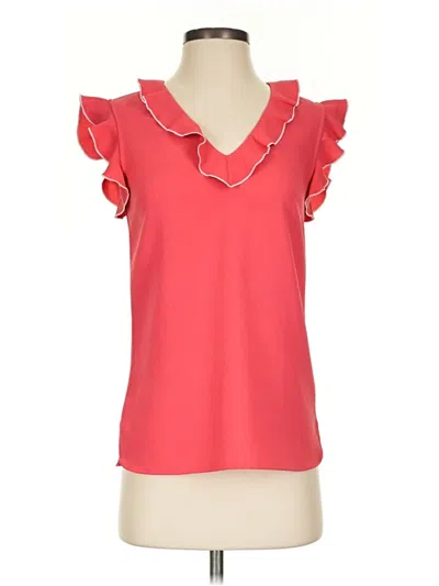 Pre-owned Reiss Short Sleeve Blouse In Red