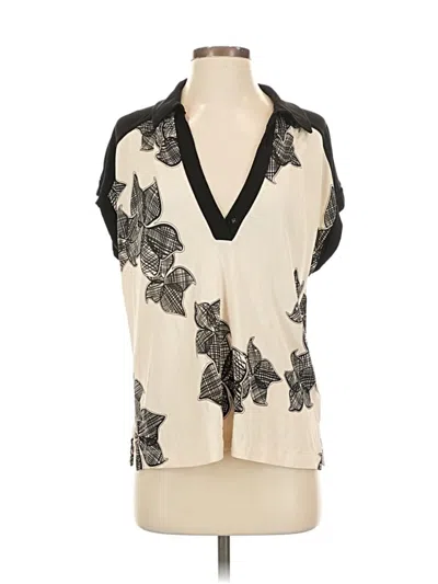 Pre-owned Reiss Short Sleeve Blouse In White