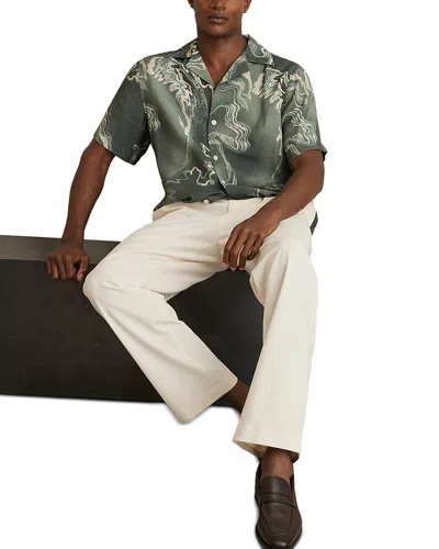 Reiss Short Sleeve Button Front Camp Shirt In Green