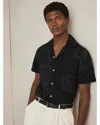 Reiss Short Sleeve Embroidered Paisley Camp Shirt In Black